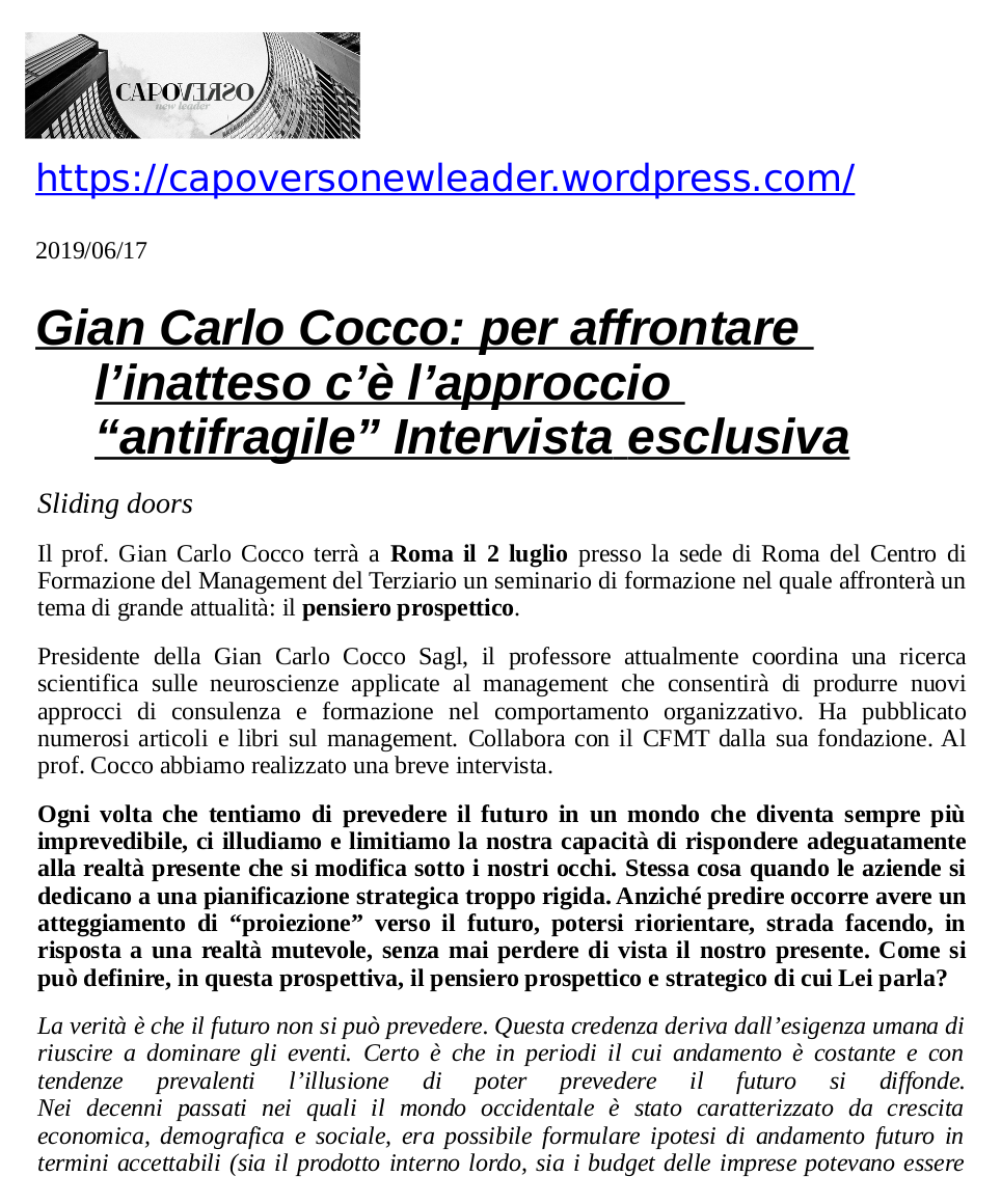 Intervista CAPOVERSO - Approccio Antifragile